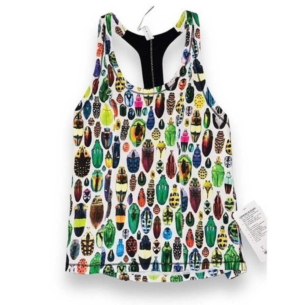 Lululemon Lightened Up Singlet Tank Top Seawheeze 2015 Bugs Black White 4 C2